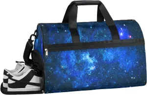 Deep Space Resistant Sports Gym Bag for Women Men Travel Duffel bag with Wet Pocket & Shoes Compartment Waterproof Weekender Bag 19.7"x9.9"x13"