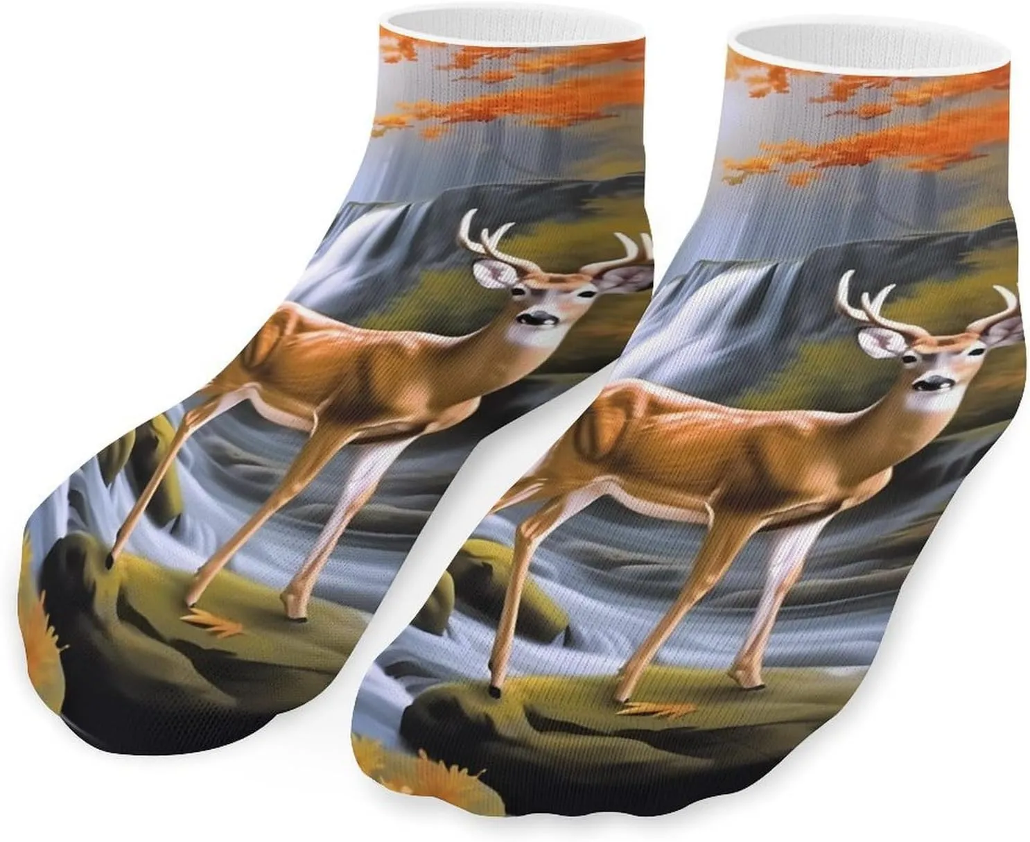 Deers in Autumn Printed Ankle Socks No Show Sock Low-Cut Athletic Socks for Men Women 1 Pair