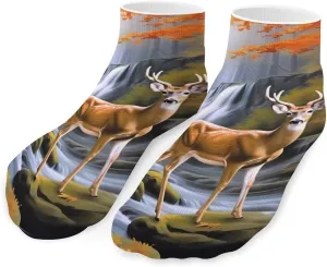 Deers in Autumn Printed Ankle Socks No Show Sock Low-Cut Athletic Socks for Men Women 1 Pair