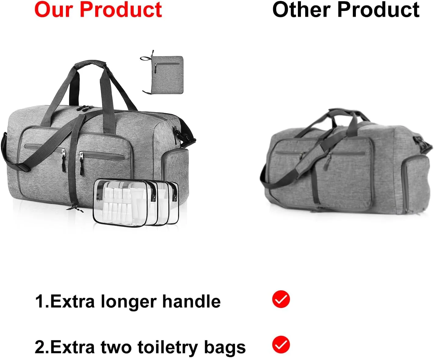 Dimayar 40L/65L/85L/115L Duffle Bag - Foldable Duffel Bag with Shoes Compartment Travel Duffle Bag Waterproof & Tear Resistant, B Red, 115L