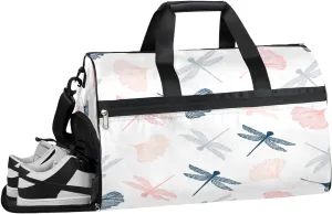Dragonflies Leaves Resistant Sports Gym Bag for Women Men Travel Duffel bag with Wet Pocket & Shoes Compartment Waterproof Weekender Bag 19.7"x9.9"x13"