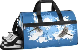Dragonfly Resistant Sports Gym Bag for Women Men Travel Duffel bag with Wet Pocket & Shoes Compartment Waterproof Weekender Bag 19.7"x9.9"x13"