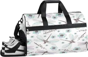Dragonfly Sports Gym Bag for Women Men Travel Duffel Bag with Wet Pocket & Shoes Compartment Waterproof Weekender Overnight Tote Carry on Bag Lightweight