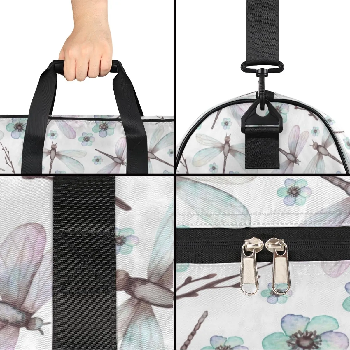 Dragonfly Sports Gym Bag for Women Men Travel Duffel Bag with Wet Pocket & Shoes Compartment Waterproof Weekender Overnight Tote Carry on Bag Lightweight
