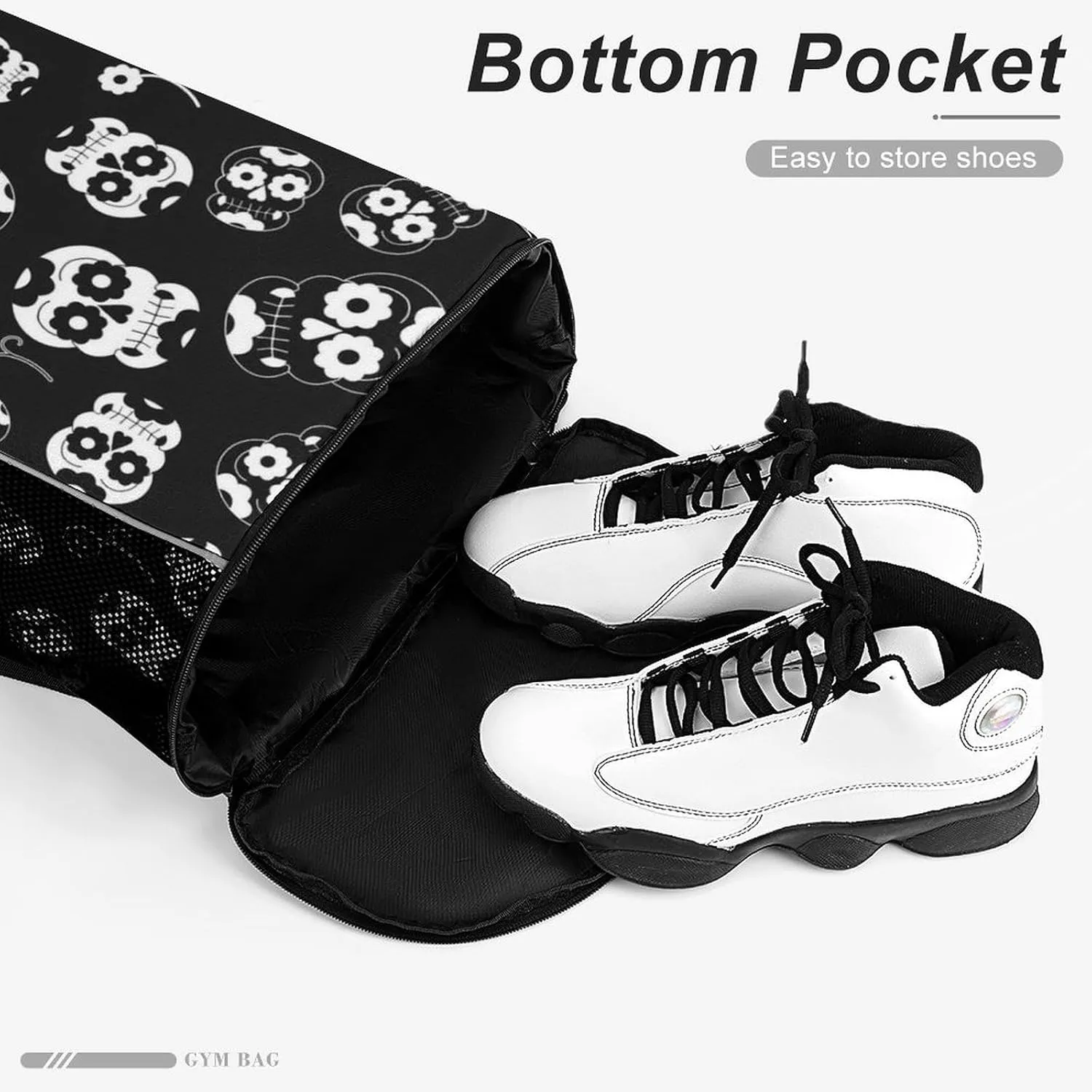 Drawstring Backpack Bag Compatible with Dead Skull Black Sports Gym Bag Large Capacity Sackpack with Zipper Pocket and Shoes Compartment for Men Women