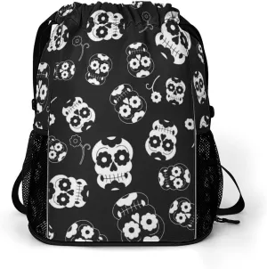 Drawstring Backpack Bag Compatible with Dead Skull Black Sports Gym Bag Large Capacity Sackpack with Zipper Pocket and Shoes Compartment for Men Women