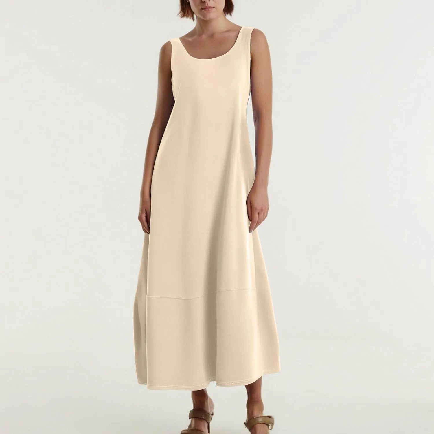 Dresses for Women 2025 Summer Casual Maxi Dress Scoop Neck Sleeveless Sundress Loose Flowy Beach Vacation Tank Dress