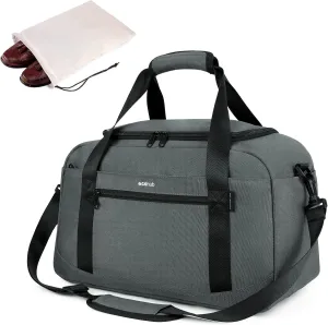 ECOHUB Personal Item 16'' Small Duffel Travel Essentials Gym Tote Overnight Weekender for Women and Men Shoulder Carry On Shoes Bag (Grey)