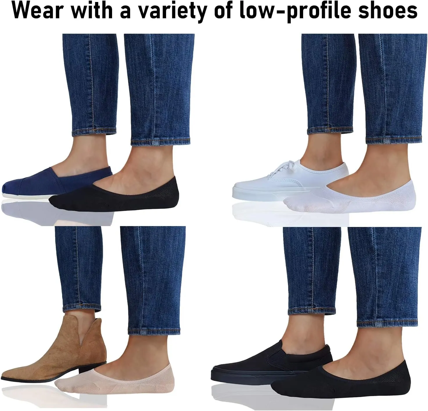 Eedor No Show Socks for Women & Men (Unisex) - Athletic Non Slip & Low Cut Invisible Socks - Soft & Stretchable Cotton Blend