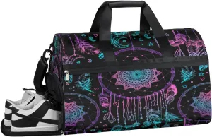 Feathers Moon Resistant Sports Gym Bag for Women Men Travel Duffel bag with Wet Pocket & Shoes Compartment Waterproof Weekender Bag 19.7"x9.9"x13"