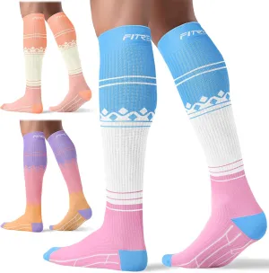 FITRELL 3 Pairs Compression Socks for Women and Men 20-30mmHg-Circulation Support Socks