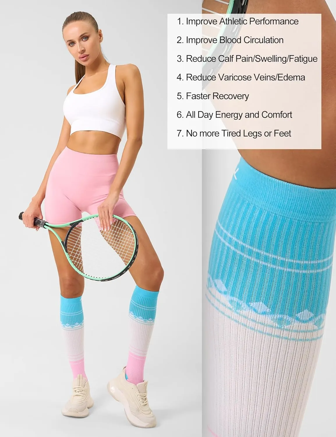 FITRELL 3 Pairs Compression Socks for Women and Men 20-30mmHg-Circulation Support Socks