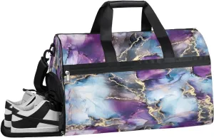Flower Patterns Resistant Sports Gym Bag for Women Men Travel Duffel bag with Wet Pocket & Shoes Compartment Waterproof Weekender Bag 19.7"x9.9"x13"