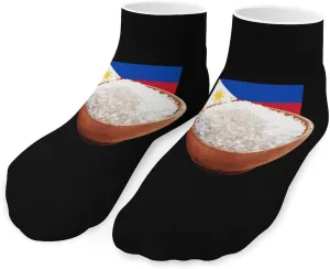 Funny Philippines Rice Printed Ankle Socks No Show Sock Low-Cut Athletic Socks for Men Women 1 Pair
