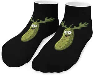 Funny Pickle with Antlers Printed Ankle Socks No Show Sock Low-Cut Athletic Socks for Men Women 1 Pair