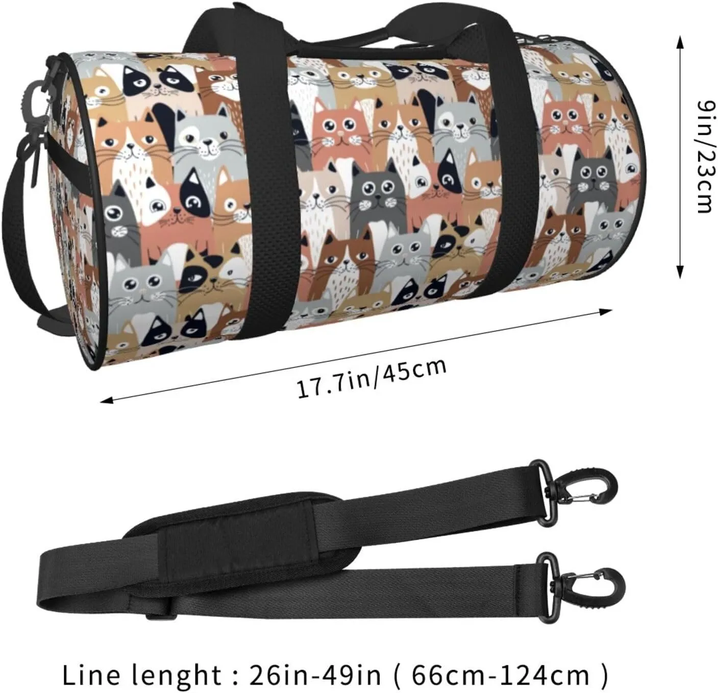 Gbuzozie Sports Gym Bag Travel Duffel Bag Shoes Compartment For Men Women Foldable Lightweight Yoga Gym Sports Bag, Cats #01, One Size