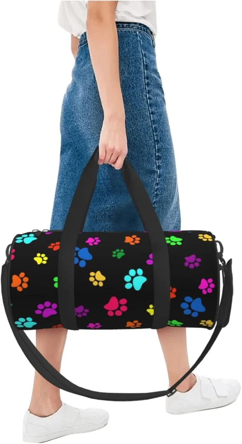 Gbuzozie Sports Gym Bag Travel Duffel Bag Shoes Compartment For Men Women Foldable Lightweight Yoga Gym Sports Bag, Dog Paws #01, One Size