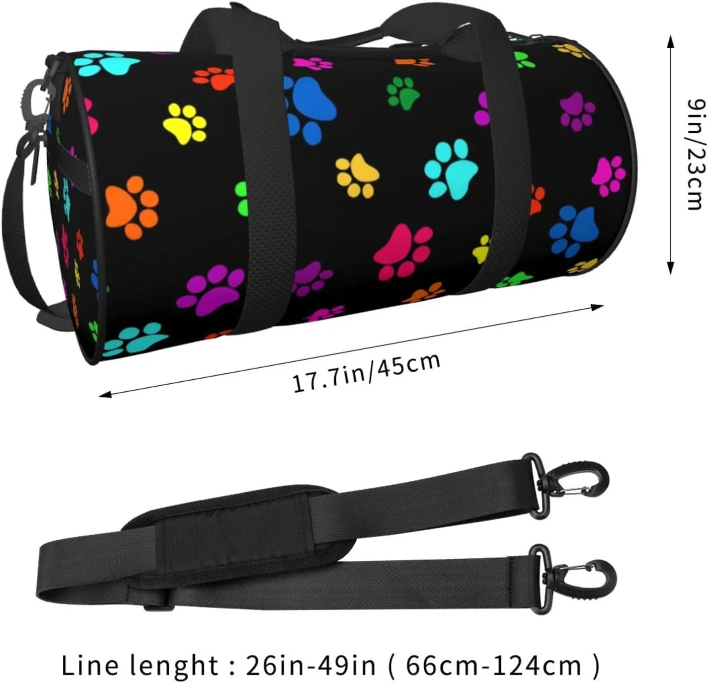 Gbuzozie Sports Gym Bag Travel Duffel Bag Shoes Compartment For Men Women Foldable Lightweight Yoga Gym Sports Bag, Dog Paws #01, One Size