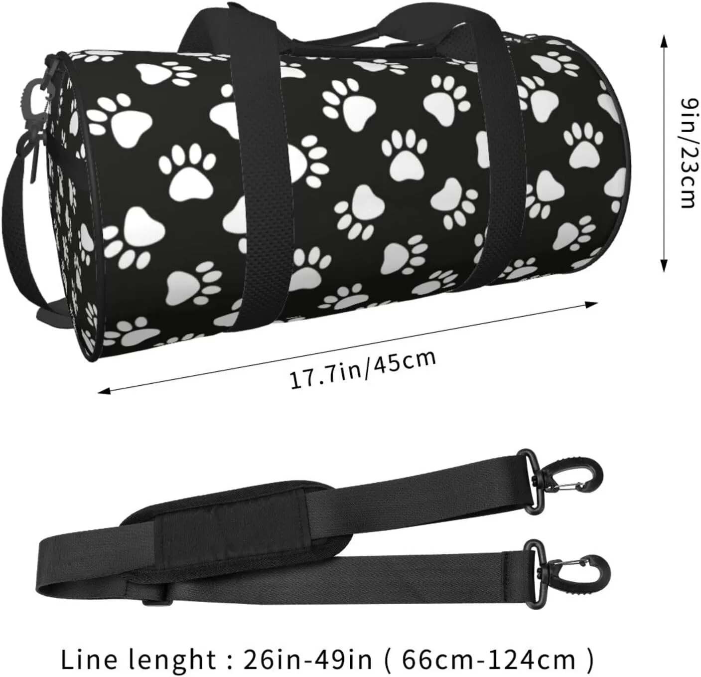 Gbuzozie Sports Gym Bag Travel Duffel Bag Shoes Compartment For Men Women Foldable Lightweight Yoga Gym Sports Bag, Dog Paws #02, One Size