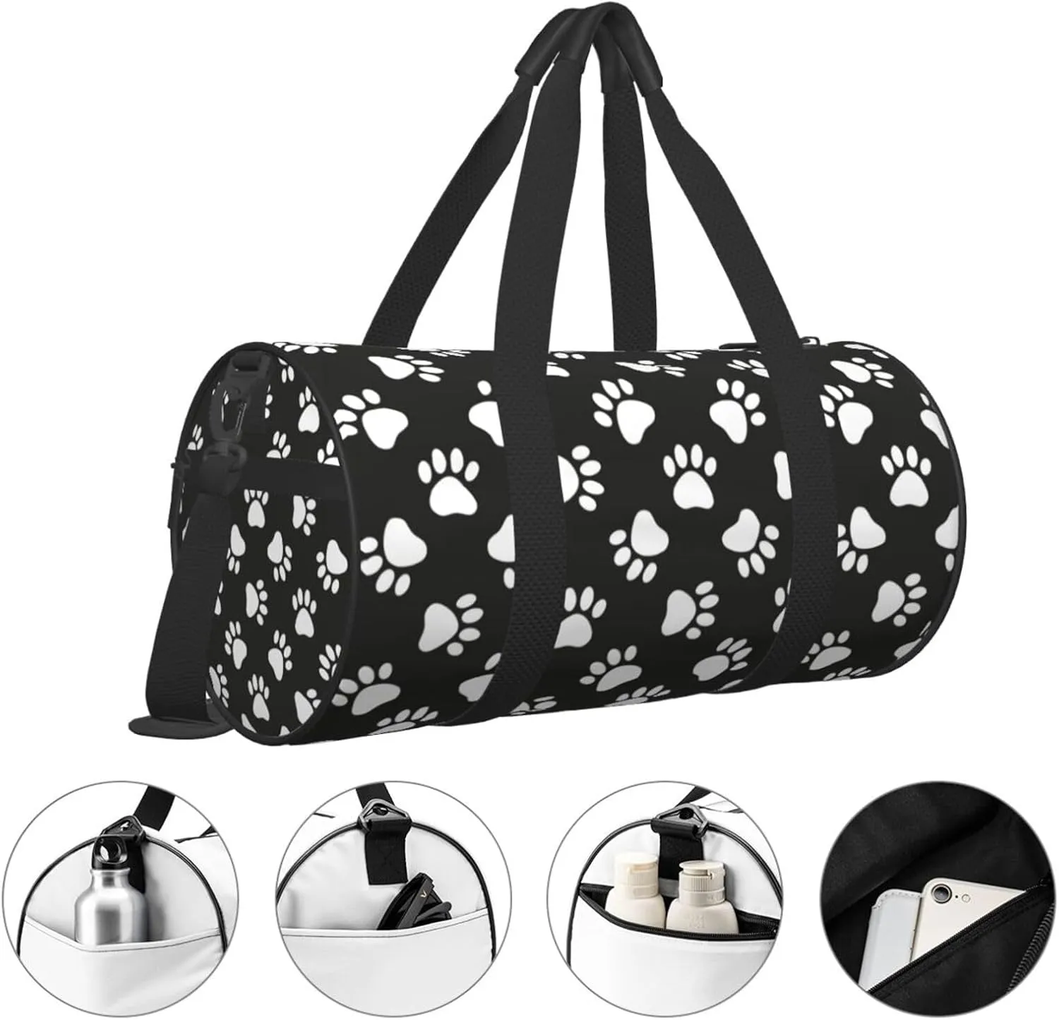Gbuzozie Sports Gym Bag Travel Duffel Bag Shoes Compartment For Men Women Foldable Lightweight Yoga Gym Sports Bag, Dog Paws #02, One Size