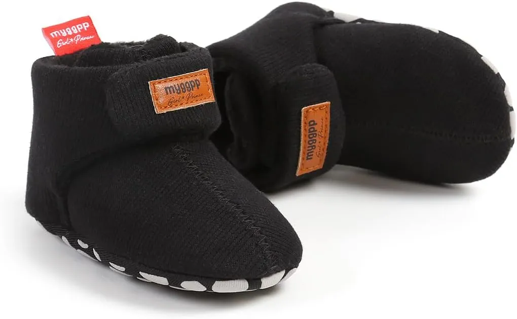 GDSDYM Baby Booties Cozy Fleece Slippers Soft Baby Shoes With Gripper Soles, Winter Infant Newborn Crib Sock Shoes Warm Footwear First Walkers