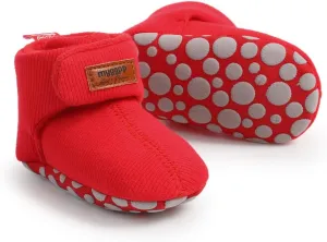 GDSDYM Baby Booties Cozy Fleece Slippers Soft Baby Shoes With Gripper Soles, Winter Infant Newborn Crib Sock Shoes Warm Footwear First Walkers