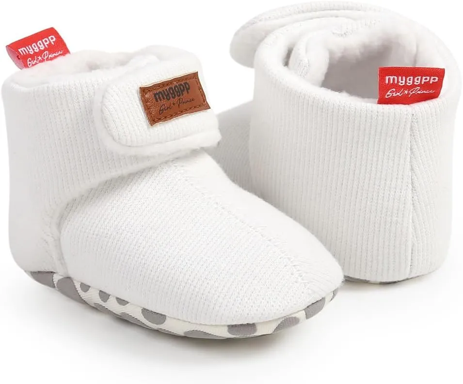 GDSDYM Baby Booties Cozy Fleece Slippers Soft Baby Shoes With Gripper Soles, Winter Infant Newborn Crib Sock Shoes Warm Footwear First Walkers