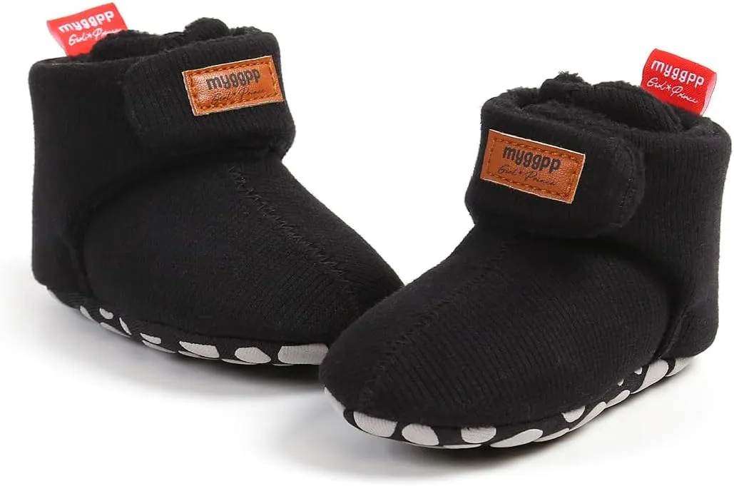 GDSDYM Baby Booties Cozy Fleece Slippers Soft Baby Shoes With Gripper Soles, Winter Infant Newborn Crib Sock Shoes Warm Footwear First Walkers