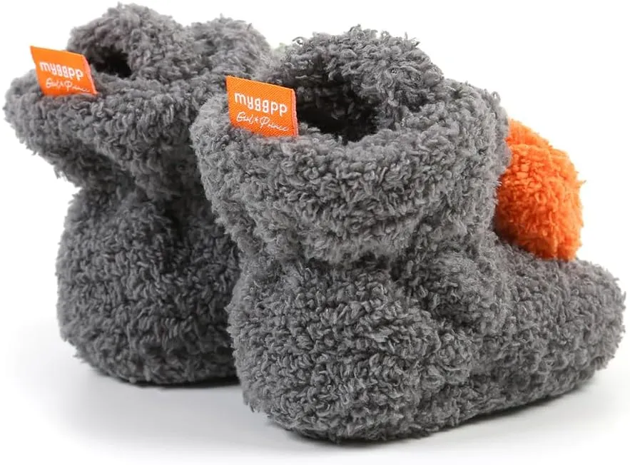GDSDYM Baby Booties Cozy Fleece Slippers Soft Baby Shoes With Gripper Soles, Winter Warm Infant Newborn Crib Sock Shoes First Walkers