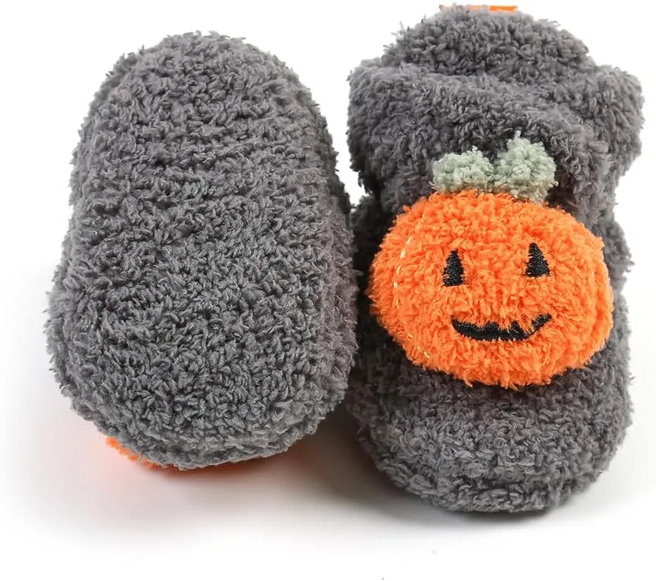 GDSDYM Baby Booties Cozy Fleece Slippers Soft Baby Shoes With Gripper Soles, Winter Warm Infant Newborn Crib Sock Shoes First Walkers