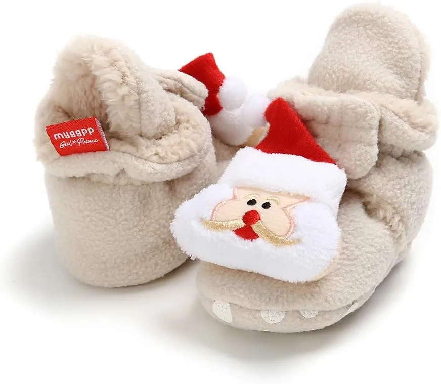 GDSDYM Baby Booties Cozy Fleece Slippers Soft Baby Shoes With Gripper Soles, Winter Warm Infant Newborn Crib Sock Shoes First Walkers
