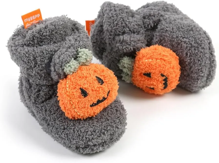GDSDYM Baby Booties Cozy Fleece Slippers Soft Baby Shoes With Gripper Soles, Winter Warm Infant Newborn Crib Sock Shoes First Walkers
