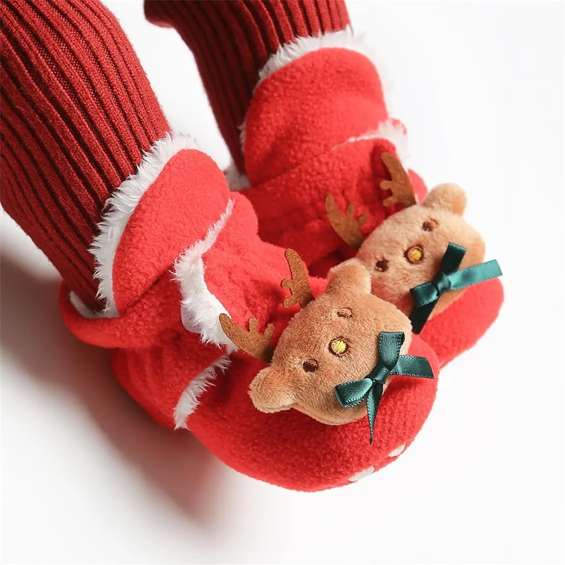 GDSDYM Baby Booties Cozy Fleece Slippers Soft Baby Shoes With Gripper Soles, Winter Warm Infant Newborn Crib Sock Shoes First Walkers