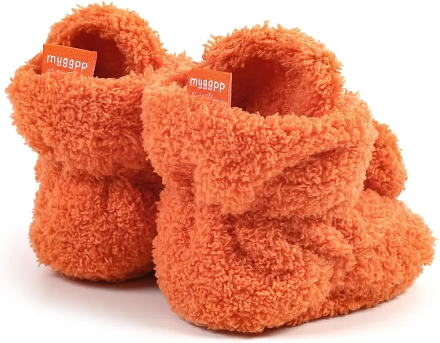 GDSDYM Baby Booties Cozy Fleece Slippers Soft Baby Shoes With Gripper Soles, Winter Warm Infant Newborn Crib Sock Shoes First Walkers