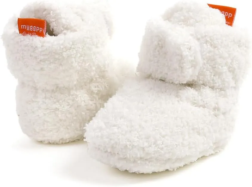GDSDYM Baby Booties Cozy Fleece Slippers Soft Baby Shoes With Gripper Soles, Winter Warm Infant Newborn Crib Sock Shoes First Walkers