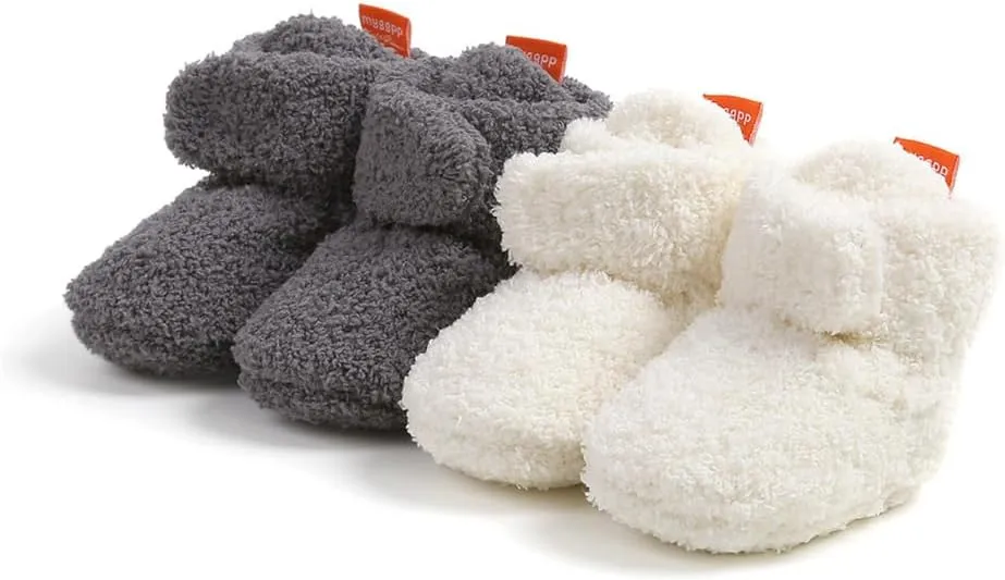 GDSDYM Baby Booties Cozy Fleece Slippers Soft Baby Shoes With Gripper Soles, Winter Warm Infant Newborn Crib Sock Shoes First Walkers