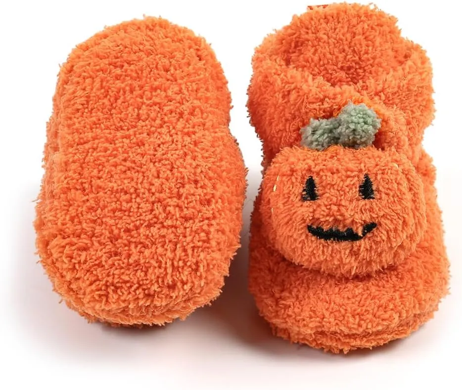 GDSDYM Baby Booties Cozy Fleece Slippers Soft Baby Shoes With Gripper Soles, Winter Warm Infant Newborn Crib Sock Shoes First Walkers