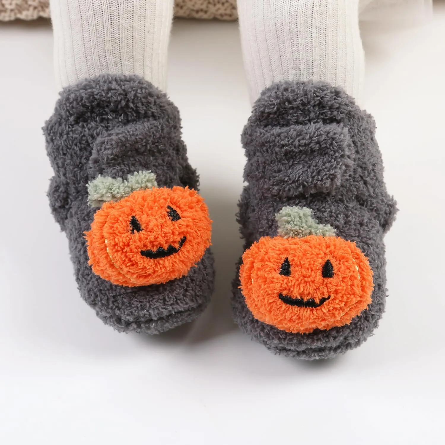 GDSDYM Baby Booties Cozy Fleece Slippers Soft Baby Shoes With Gripper Soles, Winter Warm Infant Newborn Crib Sock Shoes First Walkers