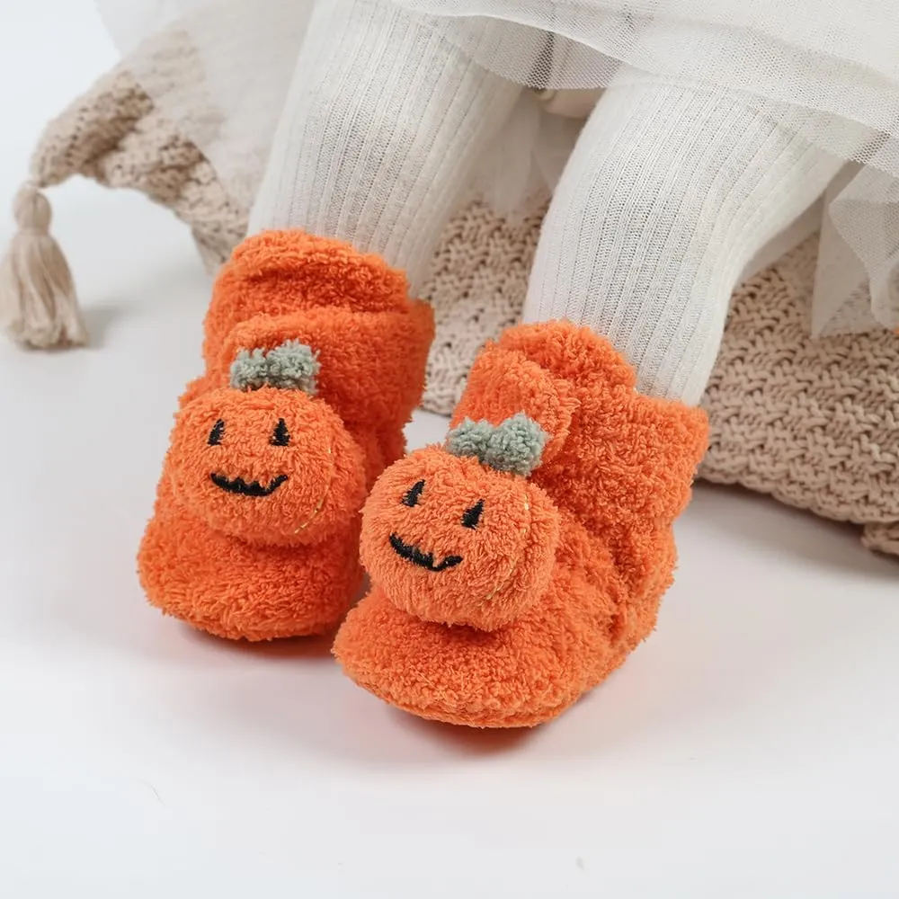 GDSDYM Baby Booties Cozy Fleece Slippers Soft Baby Shoes With Gripper Soles, Winter Warm Infant Newborn Crib Sock Shoes First Walkers