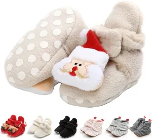 GDSDYM Baby Booties Cozy Fleece Slippers Soft Baby Shoes With Gripper Soles, Winter Warm Infant Newborn Crib Sock Shoes First Walkers