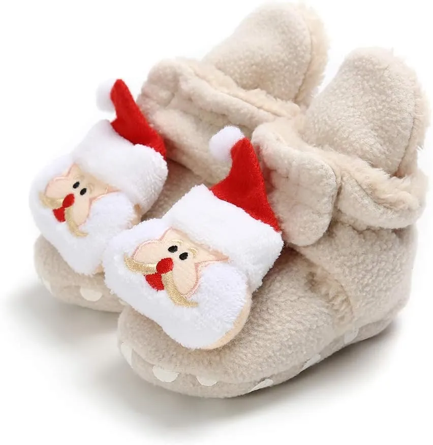 GDSDYM Baby Booties Cozy Fleece Slippers Soft Baby Shoes With Gripper Soles, Winter Warm Infant Newborn Crib Sock Shoes First Walkers