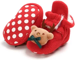 GDSDYM Baby Booties Cozy Fleece Slippers Soft Baby Shoes With Gripper Soles, Winter Warm Infant Newborn Crib Sock Shoes First Walkers