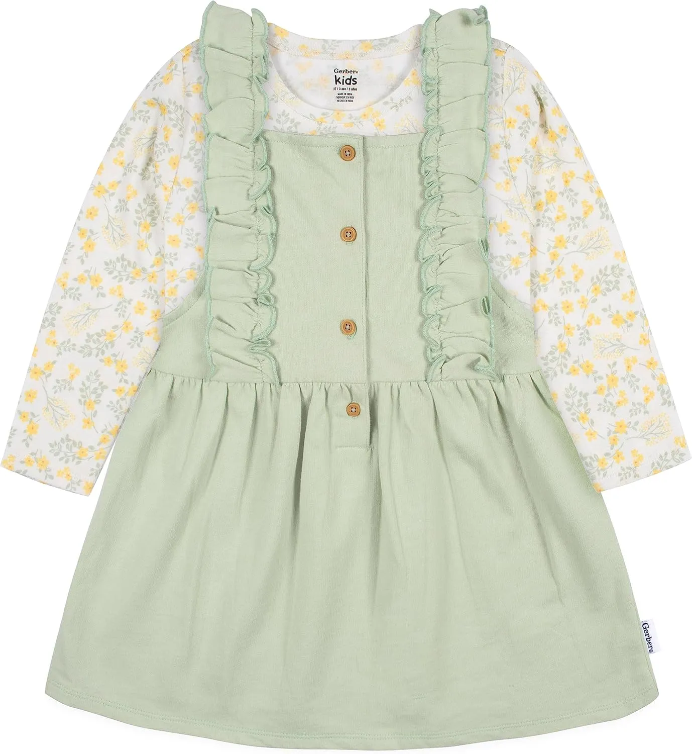 Gerber Baby & Toddler Girls' 2-Piece Overall Dress Set