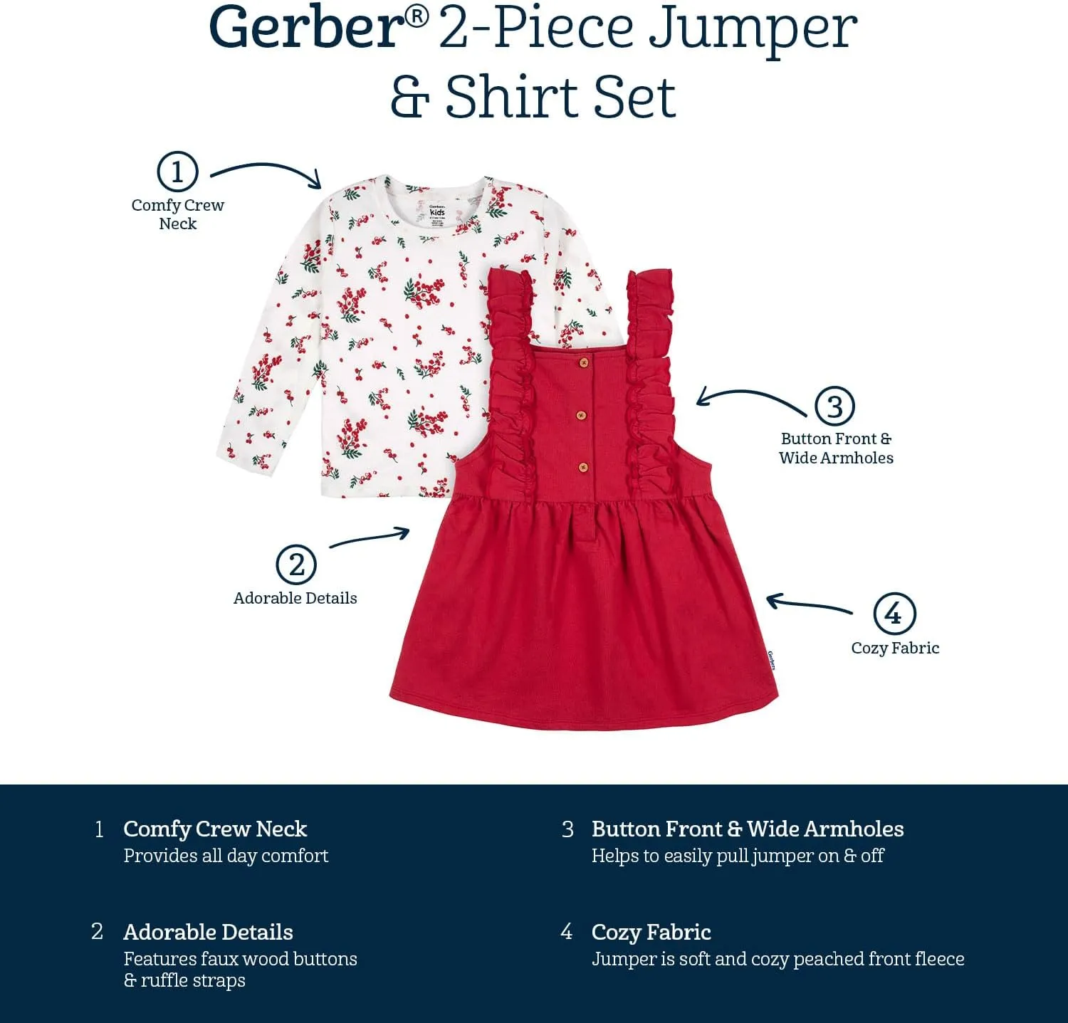 Gerber Baby & Toddler Girls' 2-Piece Overall Dress Set