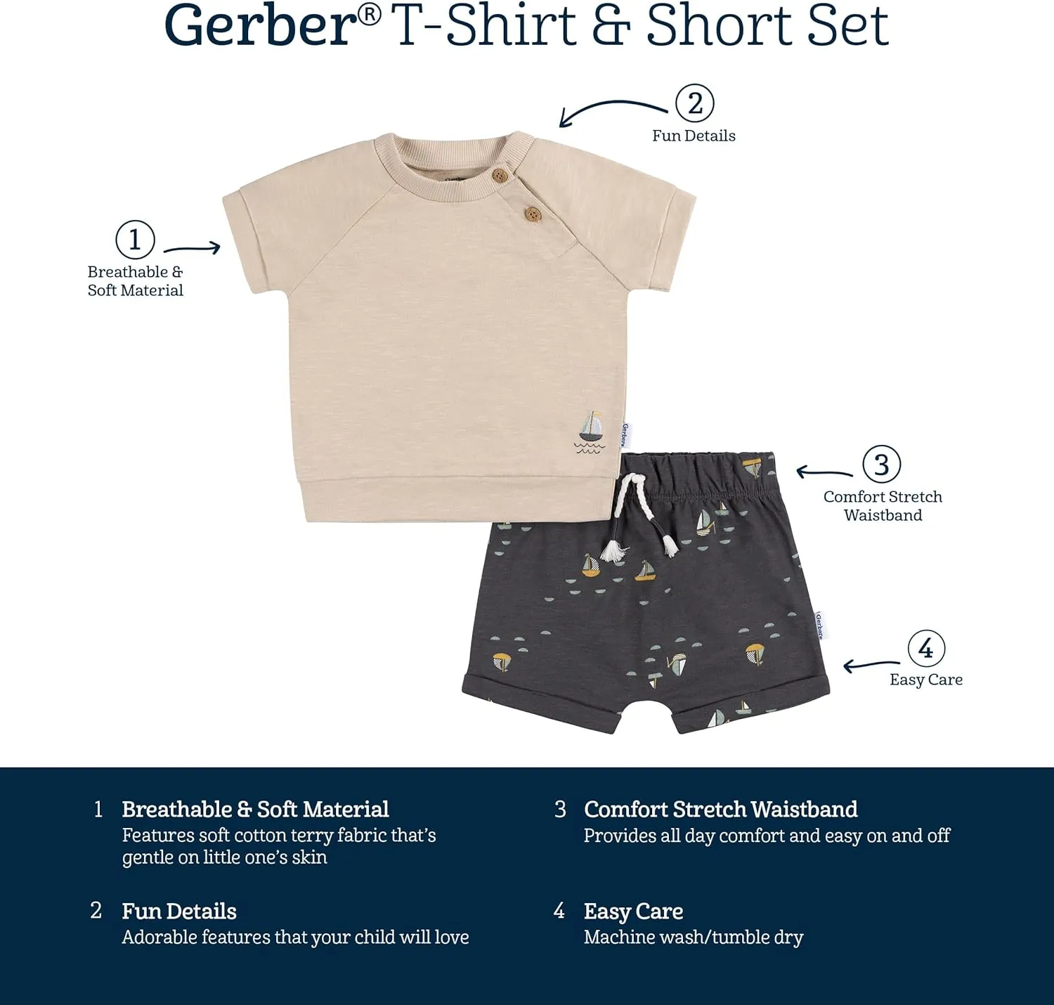 Gerber baby-boys T-shirt and Shorts Set