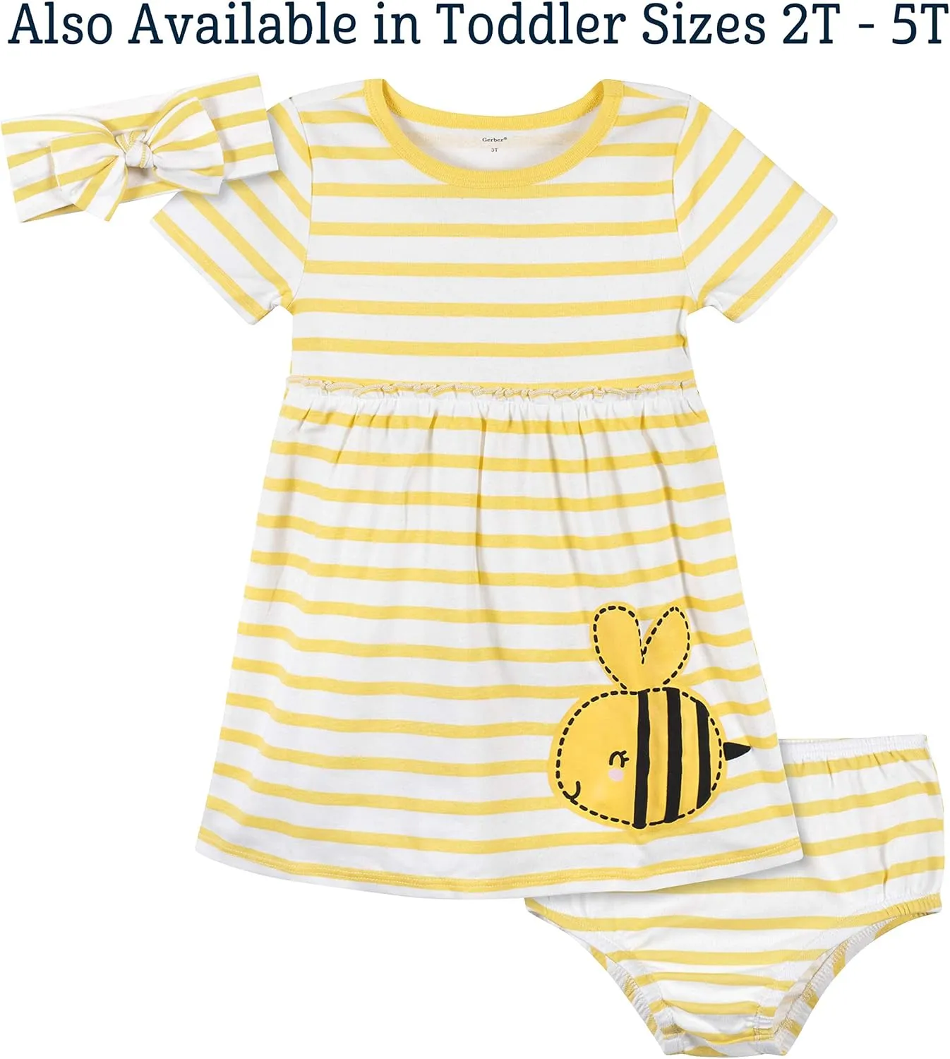 Gerber baby-girls 3-piece Dress, Diaper Cover and Headband Set