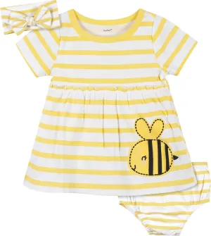 Gerber baby-girls 3-piece Dress, Diaper Cover and Headband Set