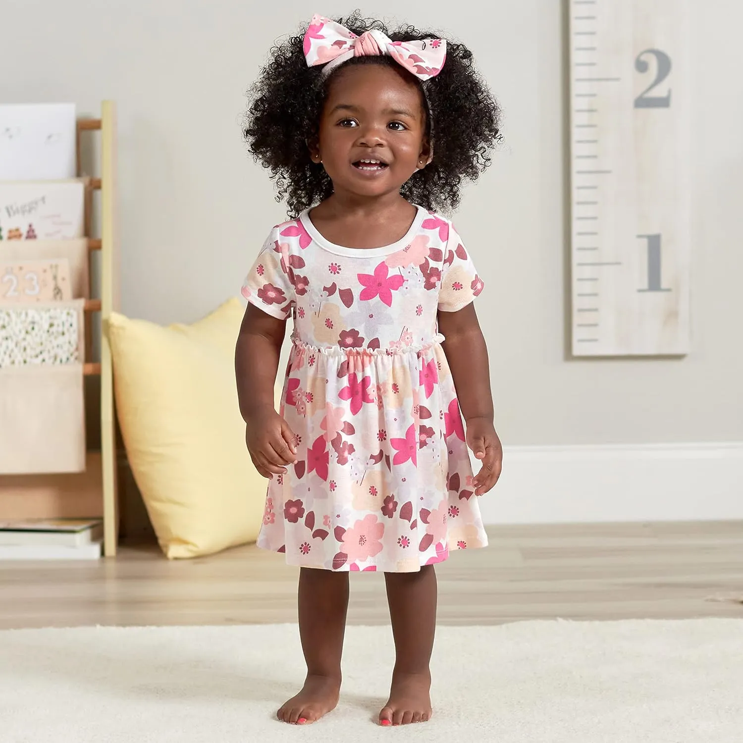 Gerber baby-girls 3-piece Dress, Diaper Cover and Headband Set