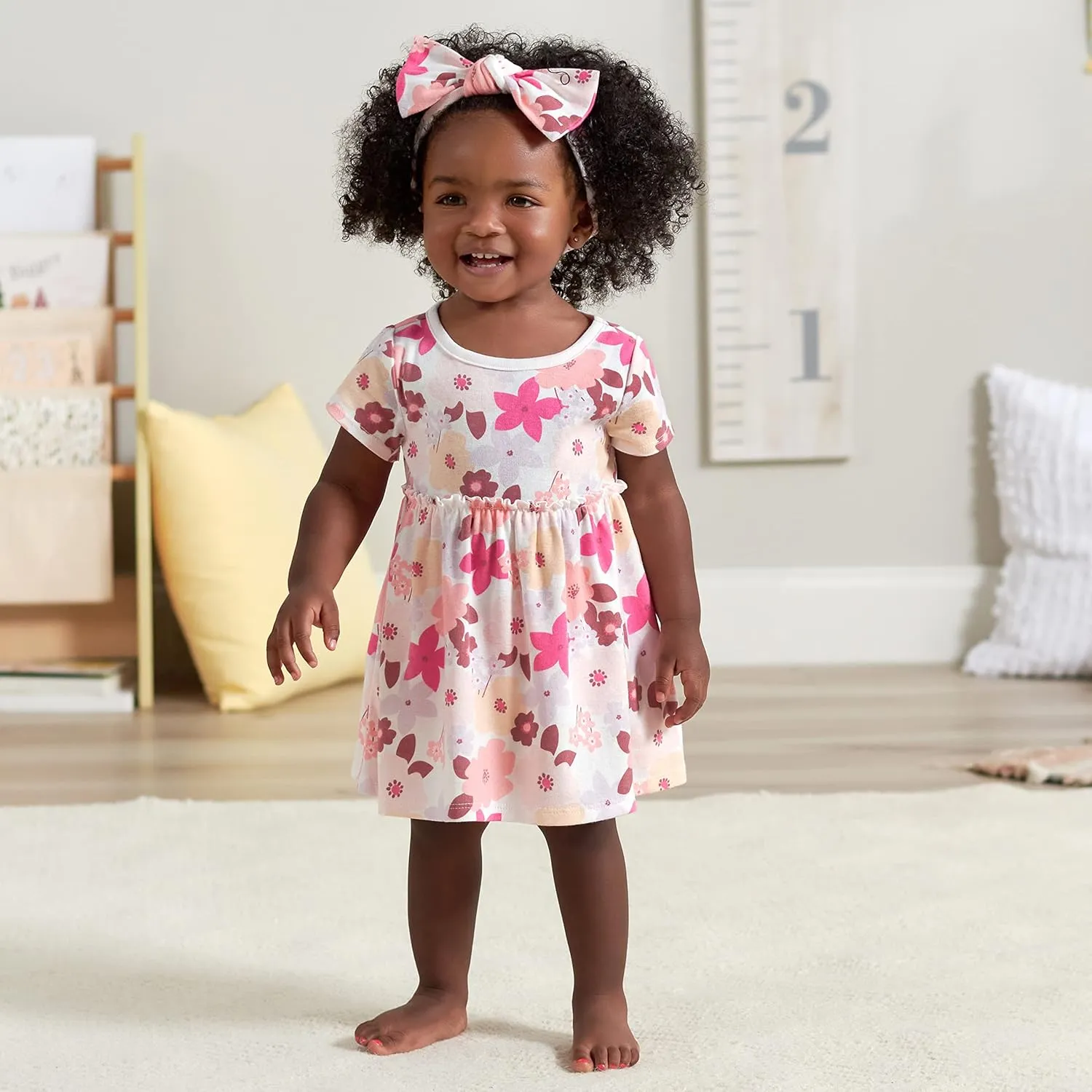 Gerber baby-girls 3-piece Dress, Diaper Cover and Headband Set