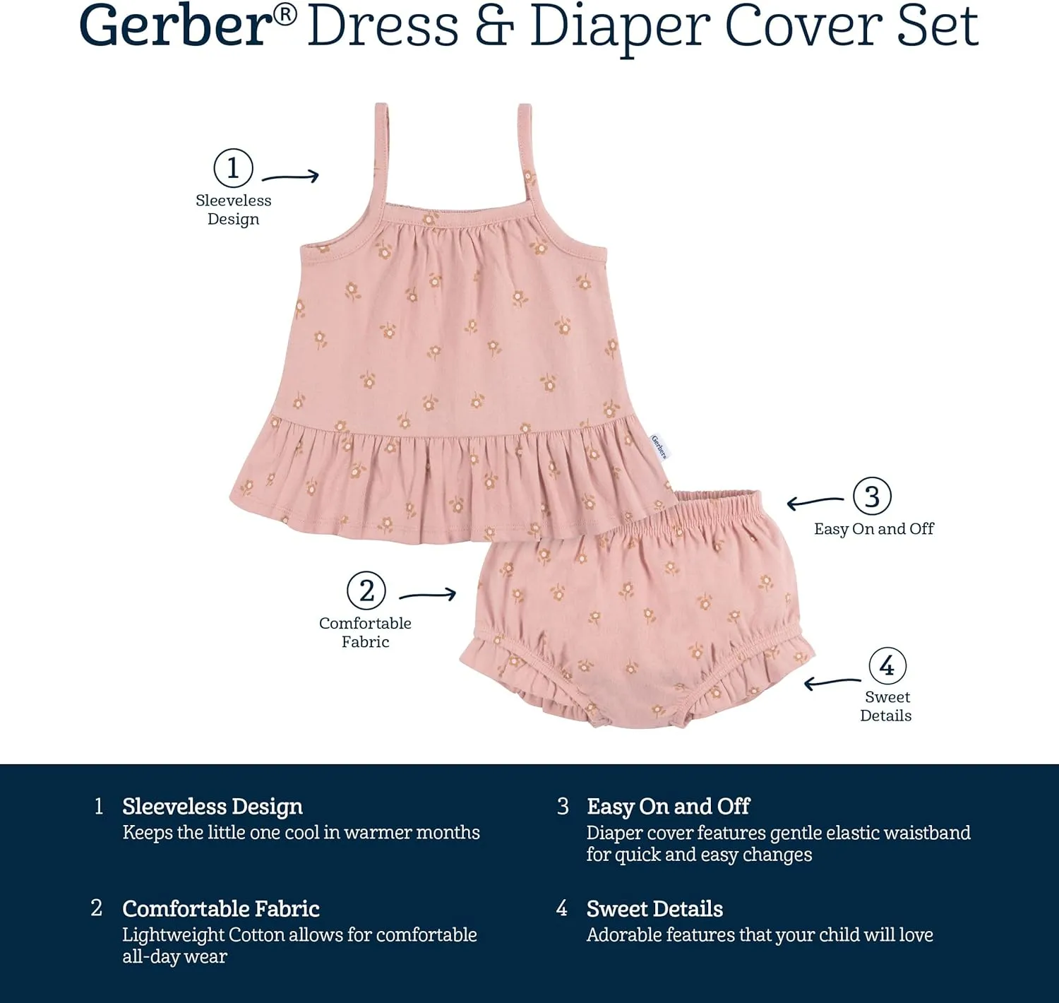 Gerber Baby Girls' Sleeveless Tunic Top and Diaper Cover Set